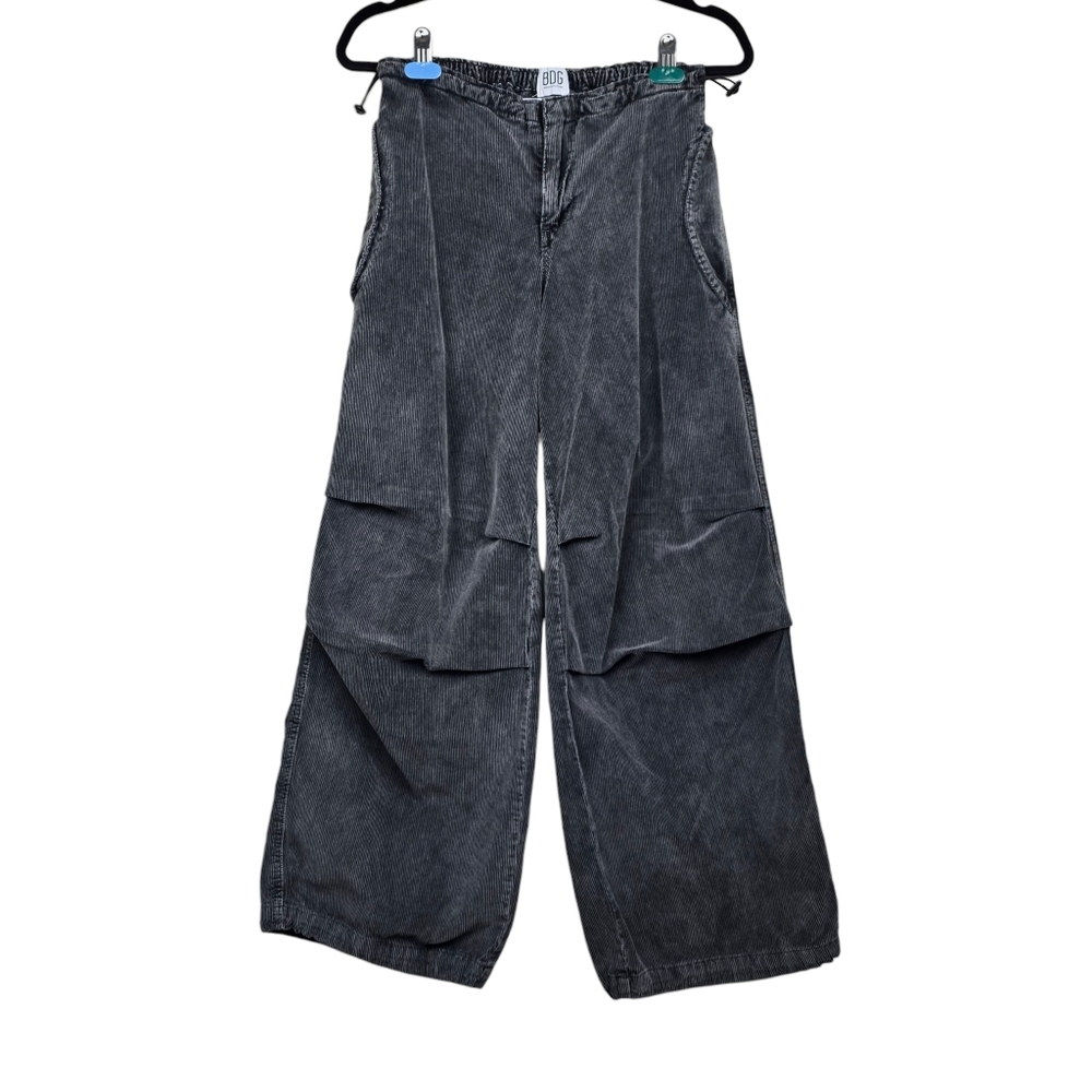 Urban Outfitters Womens Distressed Black Corduroy Baggy Cargo Pants Size XS
